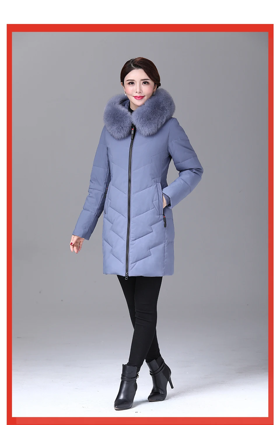 Зимнее женское пуховое пальто, парка, длинное, ультралегкое, Натуральное перо, настоящий Лисий мех, роскошная, высокое качество, пуховик на утином пуху#8919