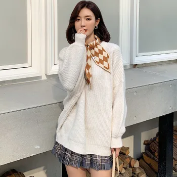 

2020 NEW Autumn and winter new green fashion simple Korean version of the sweater women loose lazy wind wild sweater women