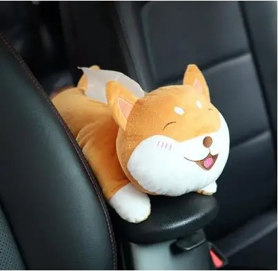 クリエイティブ車のティッシュボックスカバーかわいい柴犬犬ぬいぐるみアームレストティッシュボックスホルダー用カーシートバックナプキンディスペンサー Stowing Tidying Aliexpress