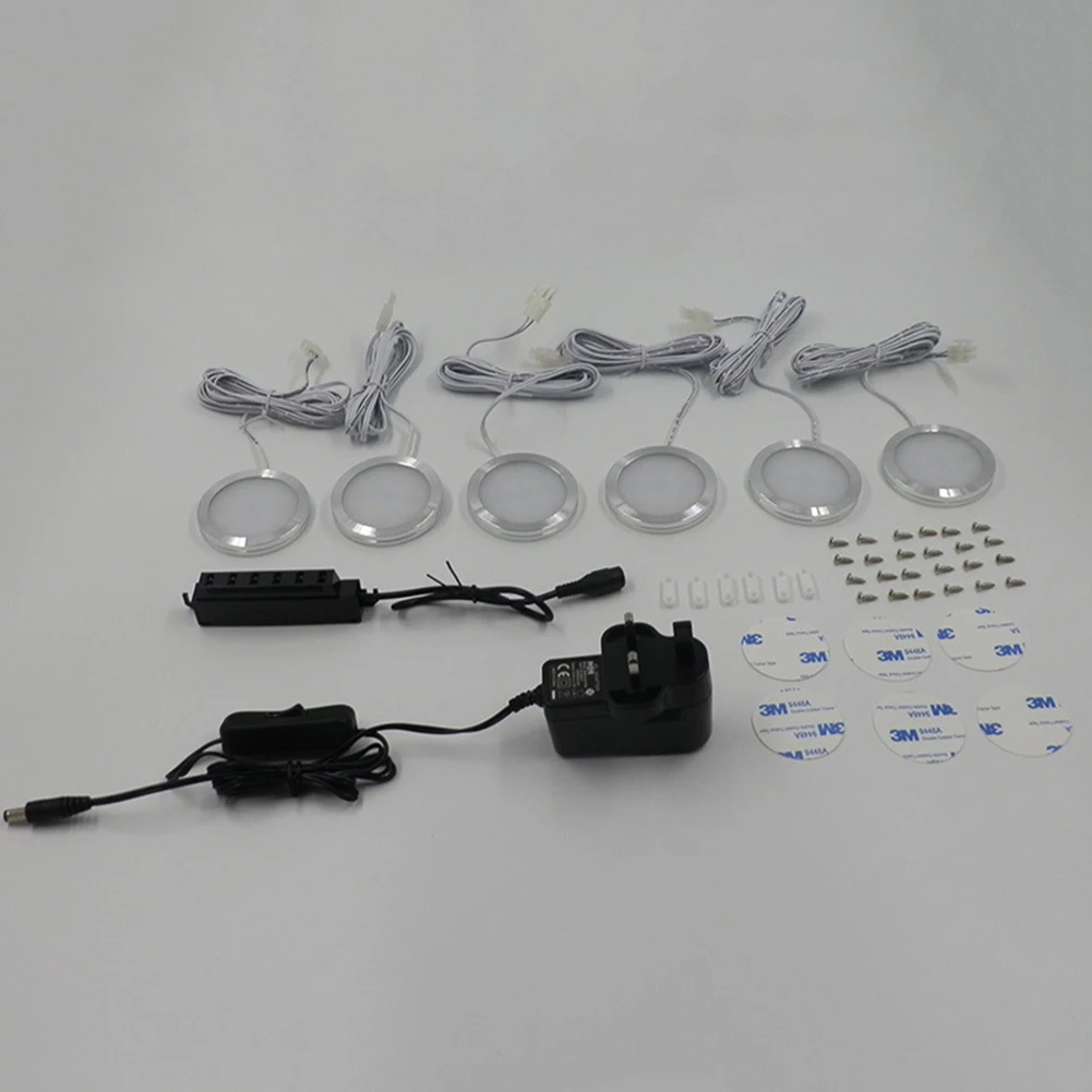 3 шт. под шкаф освещение Прожектор тонкий светодиодный встраиваемый ультра тонкий переключатель DC 12 В кухня шайба лампа Wardobe шкаф 2 Вт шкаф