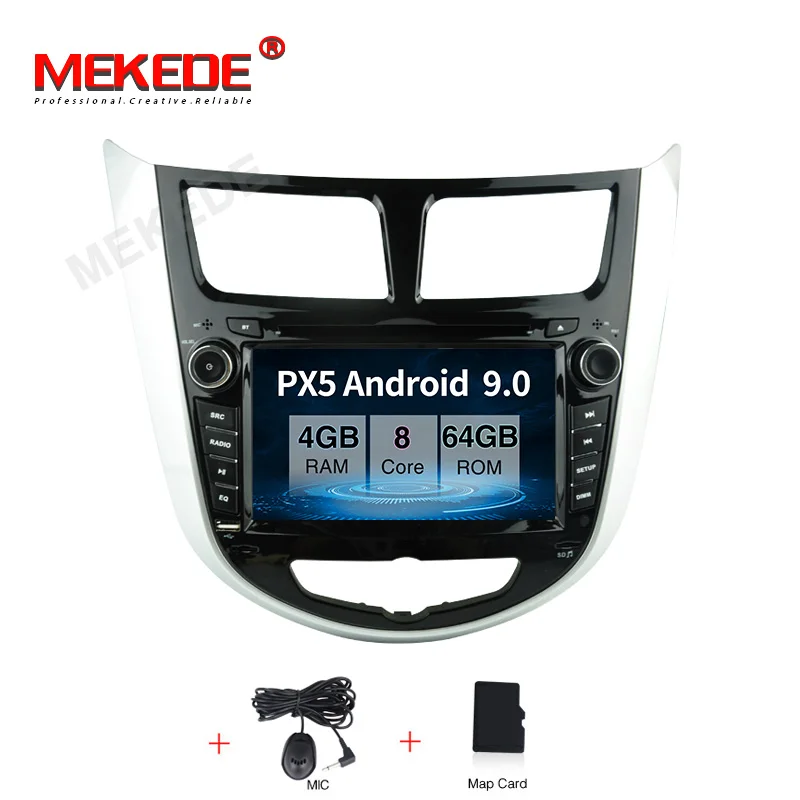 Android 9,0 4+ 64G Автомобильный dvd-плеер для Hyundai Solaris Accent Verna Авторадио автомобильный мультимидийный навигатор навигационное радио Bluetooth карта - Цвет: 64G model