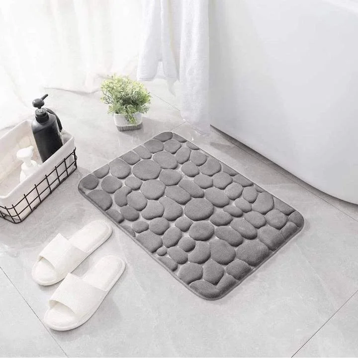 Cobblestone Embossed Bathroom Bath Mat Memory Foam Bath Mat Super