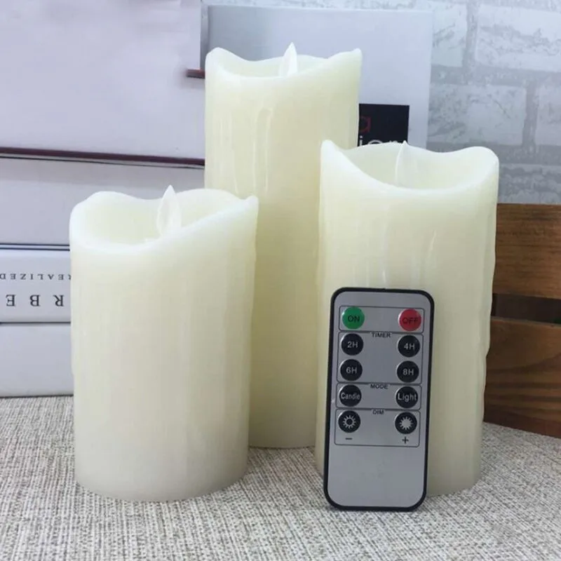 Bougies LED Rechargeables Avec Détecteur De Mouvement | Pack De 3 (10,12,15cm) | Télécommande, Minuterie | En Verre Fumé | Pour Décoration Intérieure