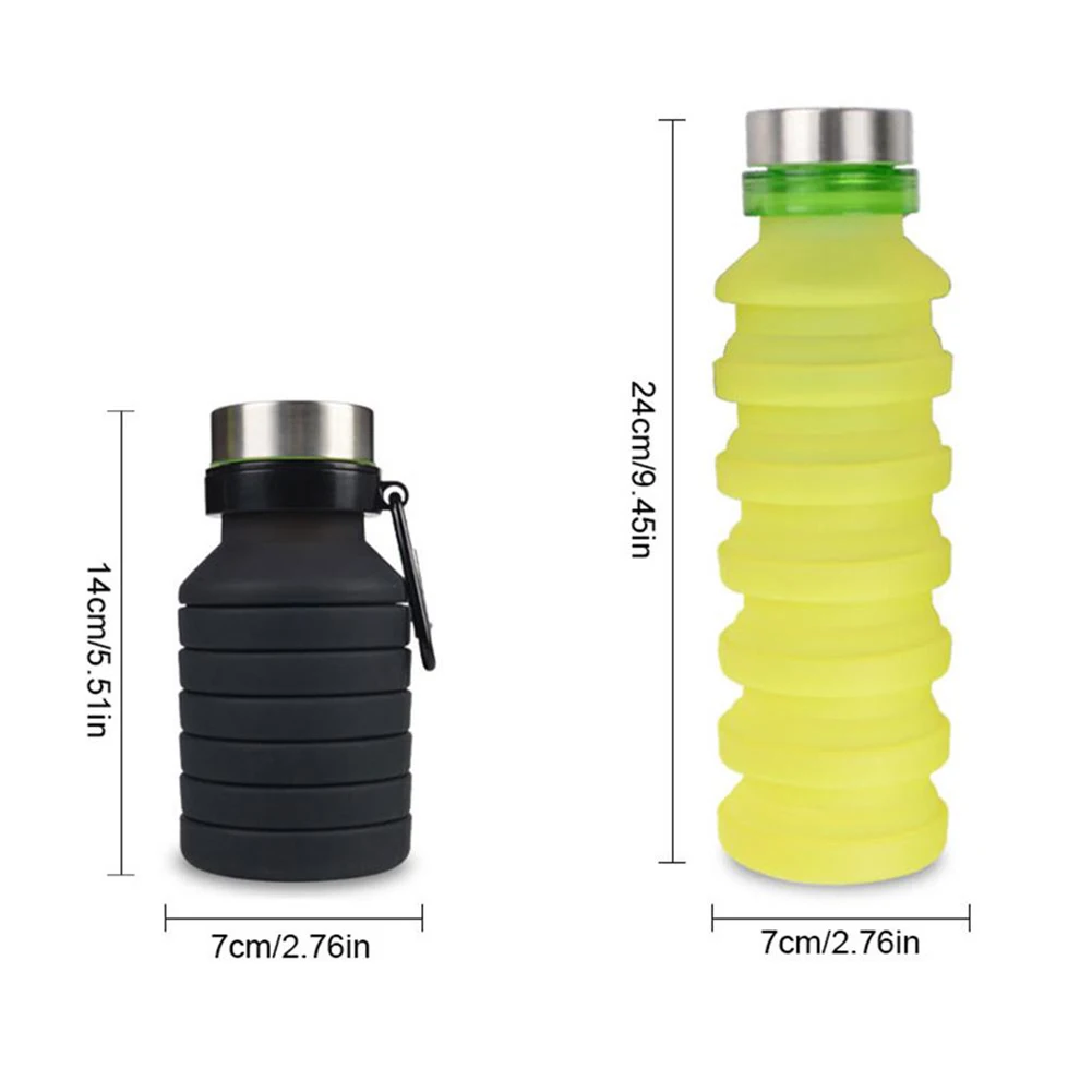 550ML Lightweight Hiking Leak-proof Water Bottle Large Capacity Silicone Portable Camping Outdoor Sports Cycling Foldable Soft