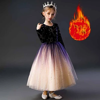 

Girls Long Dress 2020 Autumn Winter Long Sleeve Winter Princess Dresses Children Dress Clothing For Birthday Wedding Party Dress