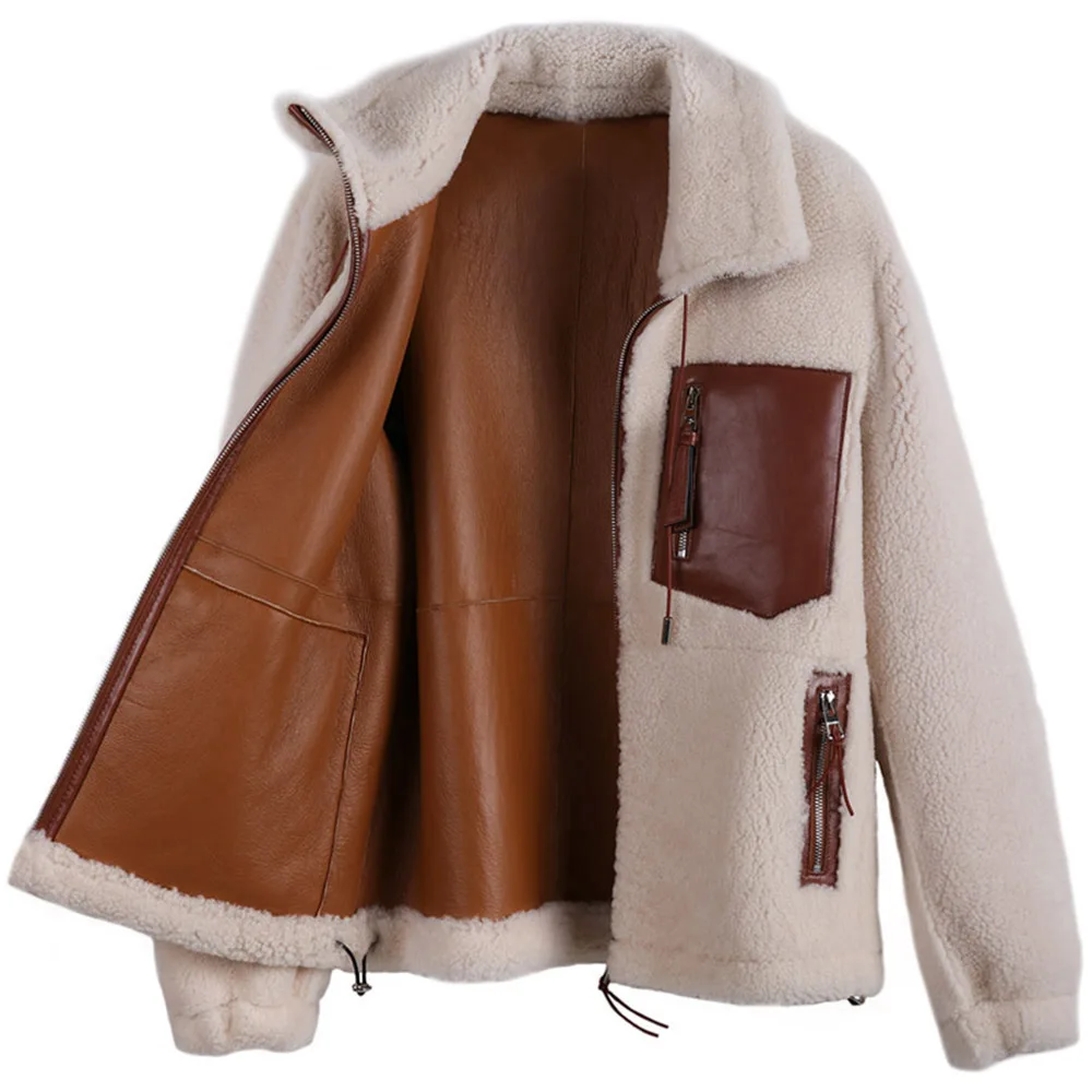 Yoloagne/Высококачественная Женская куртка из овечьей шерсти, Женская куртка из натуральной кожи
