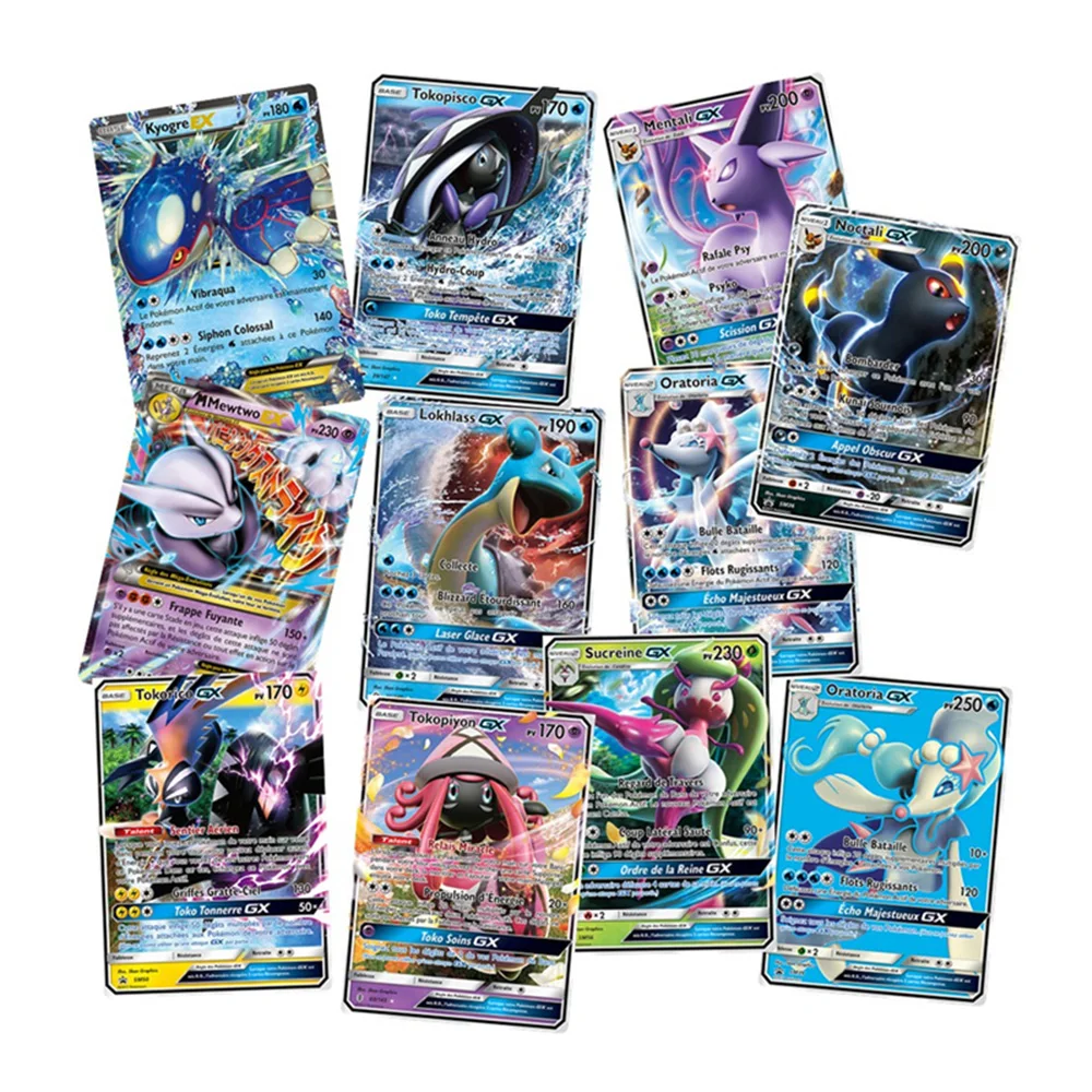New TOMY 100PCS French Pokemon Card Featuring 60 GX 20 EX 20 MEGA Trading Cards Game Children Toy