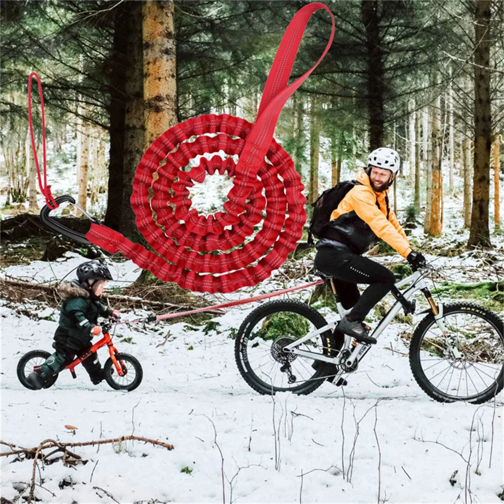 Bike tow rope kids child stretch bungee cord compatible mountain bikes hooks heavy duty