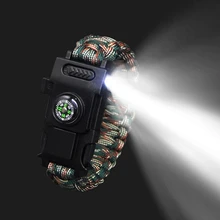 Безопасность выживания Паракорд 4 мм браслет Часы светодиодный функциональный Открытый Кемпинг Туризм Аварийный Браслет первой помощи 25 см ручные часы
