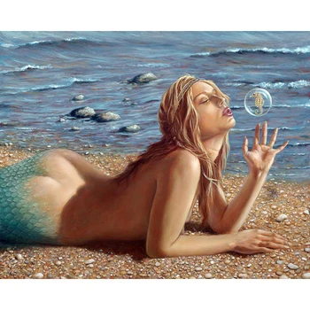 

DIY Painting By Numbers Mermaid Kit Oil Picture By Numbers Sea Beauty Wall Art Painting on Canvas Home Decoration Gift
