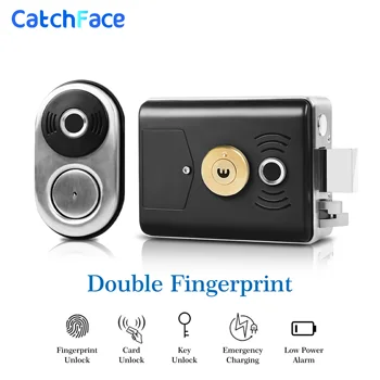 Smart Gate Door Lock Double Side Fingerprint Lock Waterproof Security Home Electronic Digital Lock with Rfid Card Mechanical Key 90 center 45 45 lock core double side copper blade security door lock high security lock core double open anti snap anti drill