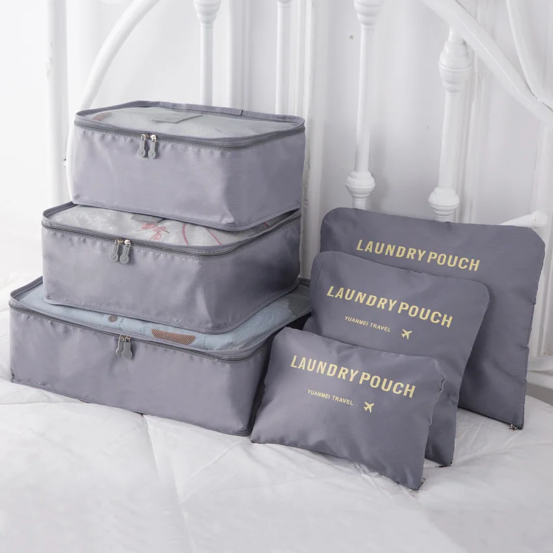 

Nylon Packing Cubes Travel Bag System Durable 6 Pcs Set Large Capacity Of Bags Unisex Clothing Sorting Organize Wholesale New