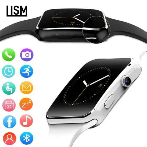Умные часы X6 с изогнутым экраном Bluetooth TF SIM-камера мужские и женские Смарт-часы для