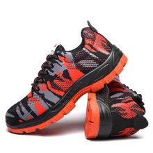 Модные камуфляжные ботинки высокого качества со стальным носком; защитная обувь; Строительная обувь для мужчин; дышащая рабочая обувь из сетчатого материала