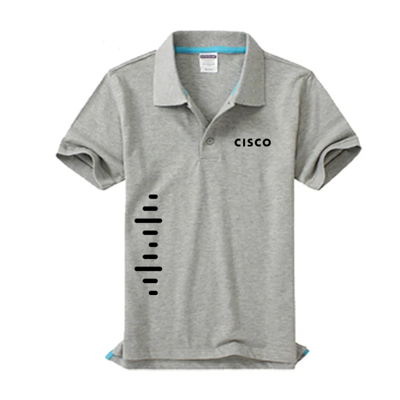 Логотип Cisco, Мужская рубашка поло, высокое качество, мужская хлопковая рубашка с коротким рукавом, брендовые майки