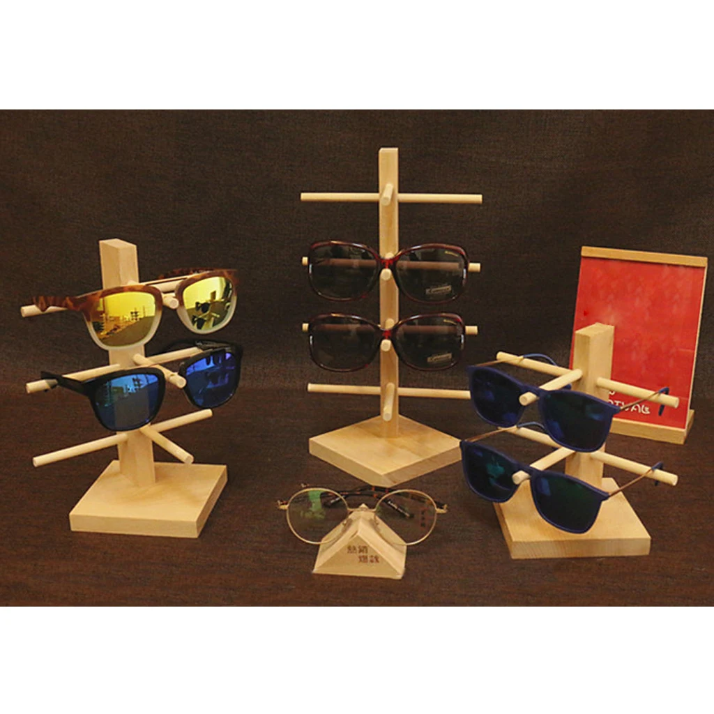 Wooden Glass Sunglass Eyeglass Display Rack Stand Holder Organizer 3/4/5/6-Layer