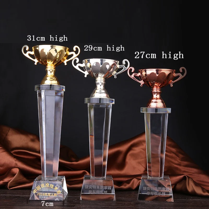 

Golden Bowl Metal Trophy Tennis Customized Upscale Team Awards Creative Prize Trophy - Free Lettering Crystal Medal