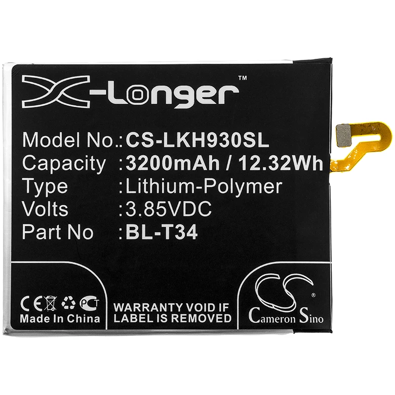 Cameron Sino для LG BL-T34 AS998, H930, H930DS 3200 мАч/12.32Wh