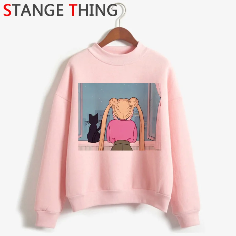 Сейлор Мун Усаги Kawaii мультфильм Толстовка для женщин Harajuku Ullzang Забавный Печатный Свитшот японский аниме милый худи с котом женский - Цвет: 9883