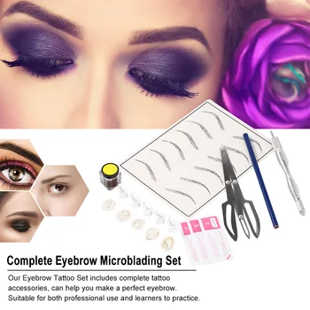 

Complete Eyebrow Tattoo Practice Kit Microblading Tattoo Pen Ruler Needles Eyebrow Pigment Skin for Permanent Makeup