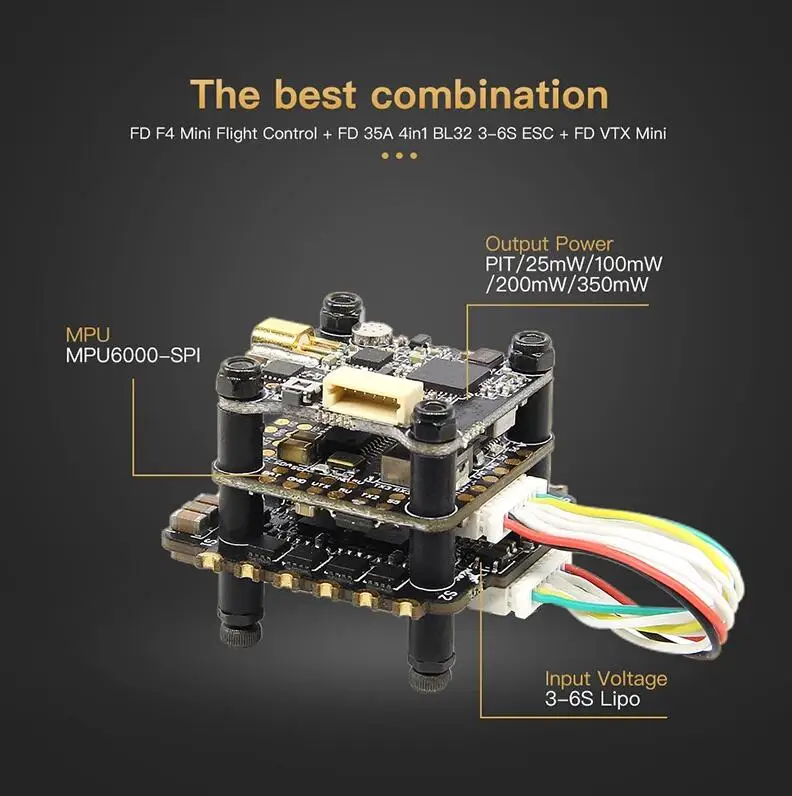 HGLRC FD435-VTX стек FD F4 мини Полетный контроллер 35A Blheli_32 3-6S 4 в 1 ESC 25-300mW VTX Mini 20X20mm для RC беспилотная часть