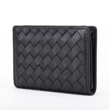 

2019 Summer New Short Neutral ID Bag Solid Woven Large Capacity Business Card Bag Zero Wallet