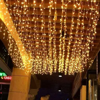 

220V 5*0.8M 216LED Fairy String Light Warm White Curtain Icicle String Light for Valentine's Day Christmas Wedding Decoration
