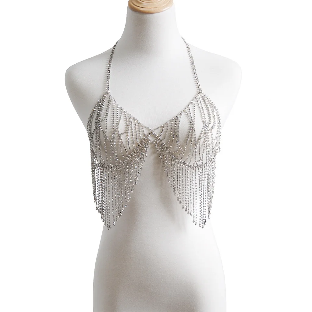 Verano playa moda strass sujetador cadena пикантные arnés бикини sujetadores borla; сезон осень cadena mujer joyería señora Cadena de diamantes de
