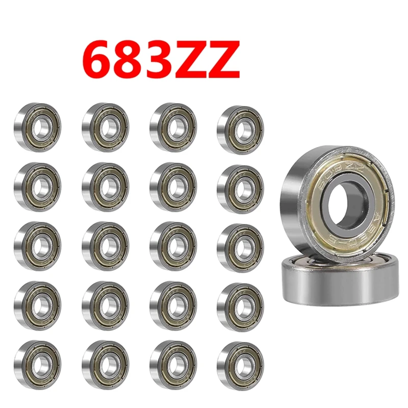 20Pcs 683ZZ Ball Bearing 3mm x 7mm x 3mm High Carbon Steel Z1 Double Shielded Deep Groove Bearings