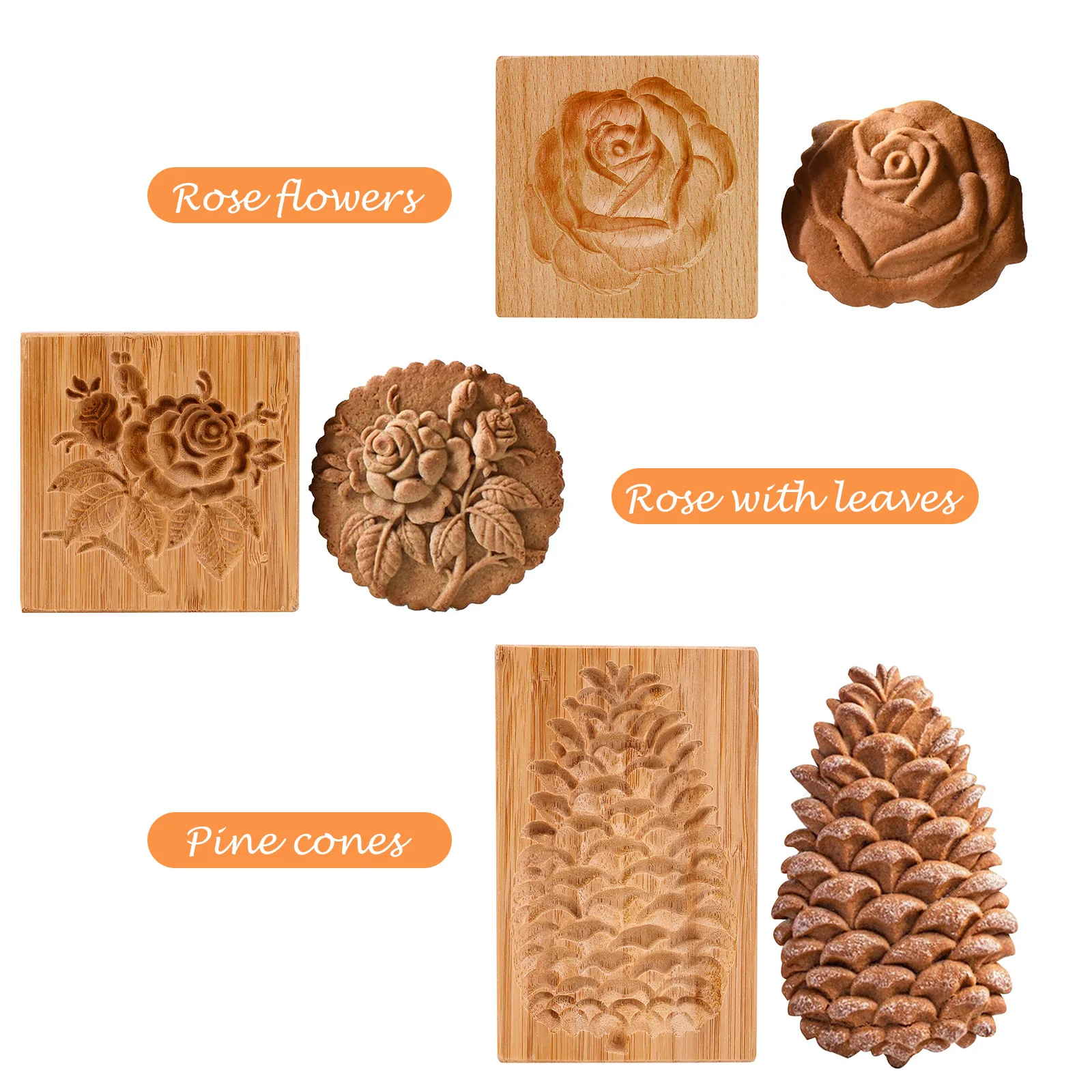 DIY Biscuit Mold Kitchen Tools Dessert Bakeware Carved Wooden Cookie Handmade Stamps for Muffin Cake Fondant | Дом и сад