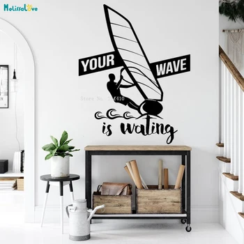 

Your Wave Is Waling Wall Decals Sailboat Go Forward Surf Brave Excited Sports Home Decor Living Room Murals Vinyl YT4382