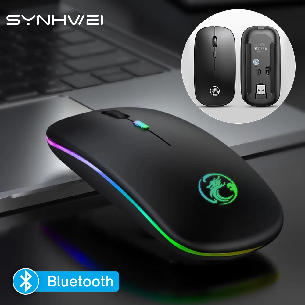 RGB Light Bluetooth Wireless Mouse Silent Rechargeable For Android PC