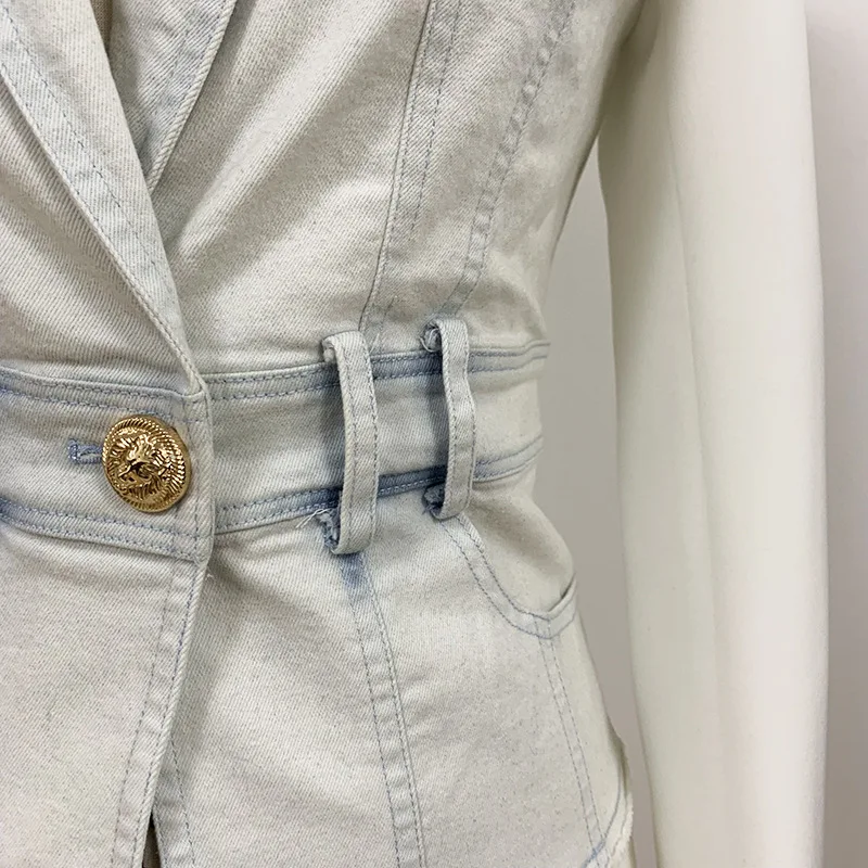 HarleyFashion, новинка, весна-осень, для фитнеса, джинсовый, пэтчворк, Блейзер, на одной пуговице, Повседневный, тонкий, куртки, качественные блейзеры