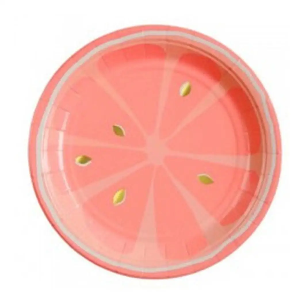 

8Pcs Creative Bronzing Fruit Pattern Dishes Disposable Tableware for Party