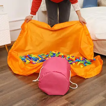 

Large Toy Storage with Play Mat Organizer Basket Toy Storage Basket Floor Mat Quick Storage Bag Basket Portable Toy Organizer