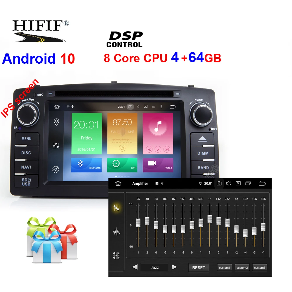cheap Android 10 4G 2G IPS DSP 2 din car DVD player For Toyota corolla E120 BYD F3 corolla ex GPS multimedia radio navigation screen