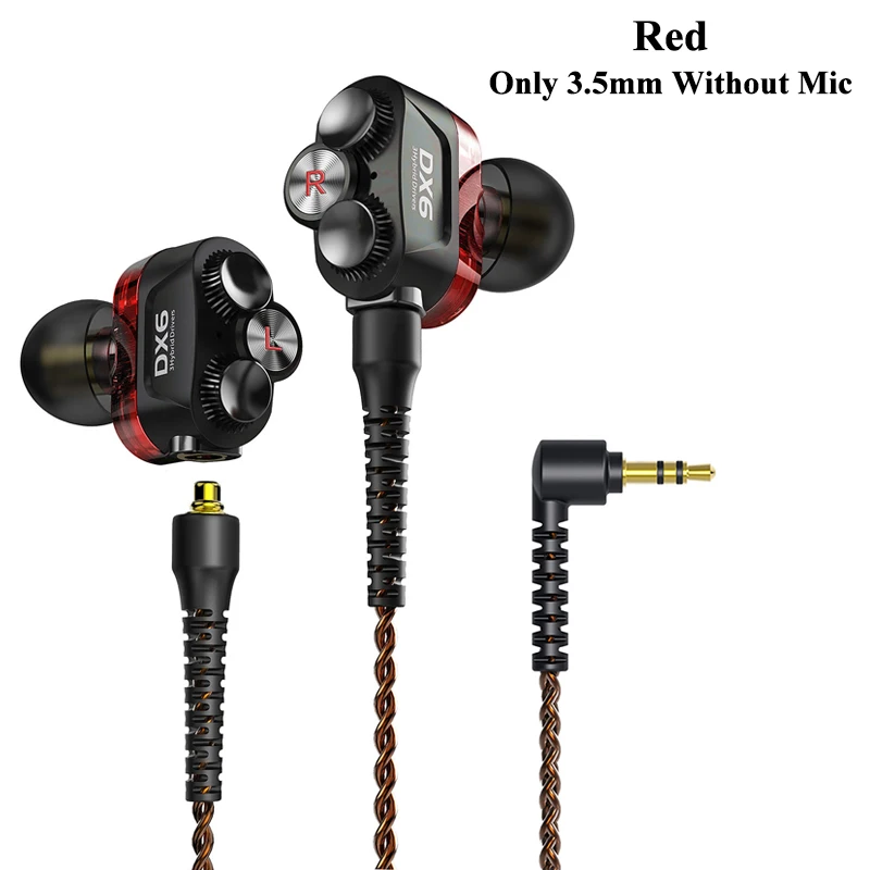 Red without mic Plextone DX6 bluetooth наушники три единицы 3,5 мм наушники-вкладыши спортивные стерео Бас HIFI Проводная гарнитура с кабель MMCX для Xiaomi - Цвет: Red without mic