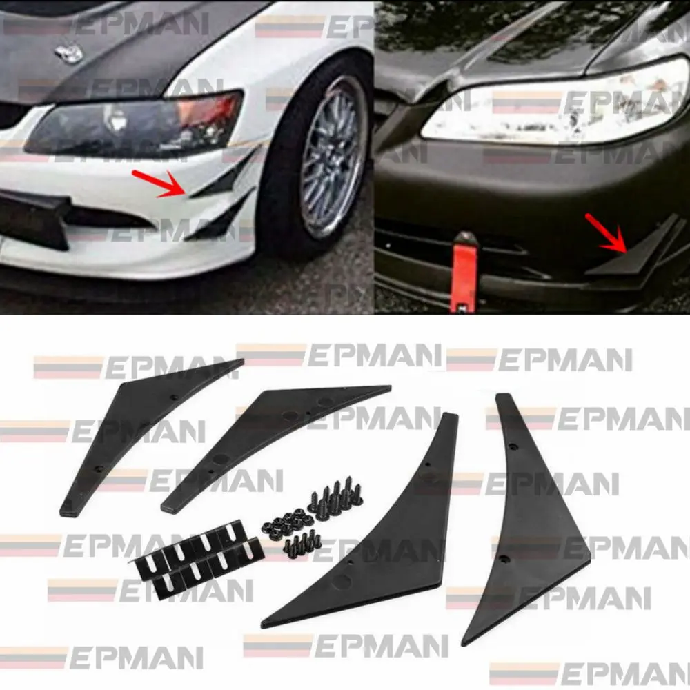 4x Universal Fit Front Car Style Front Bumper Lip Diffuser/Canard/Splitter EP-FD001