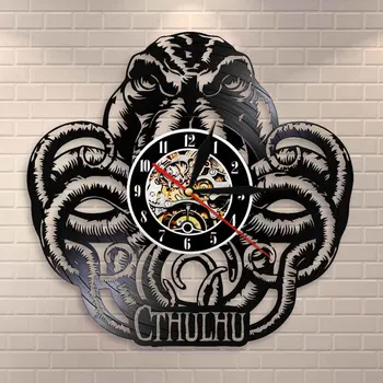 

Octopus Squid Cthulhu Art Wall Clock Eldritch Cthulhu Idols Vinyl Record Wall Clock Cthulhu Deity Mythos Home Decor Modern Clock