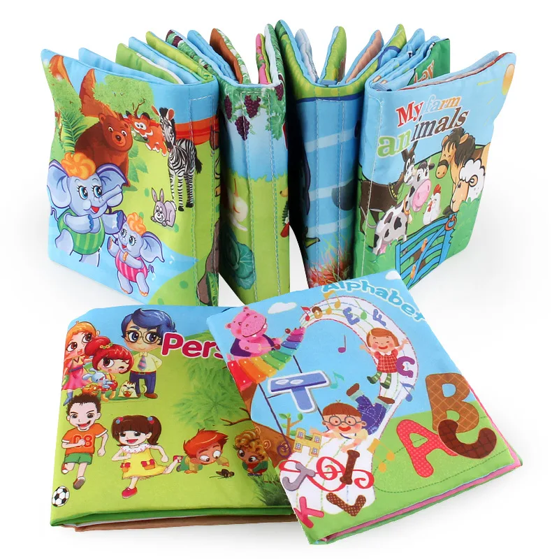 

0-12 month Soft Cloth Books Rustle Sound Infant Books Baby Books Quiet Books Educational Stroller Rattle Toys for Newborn Baby