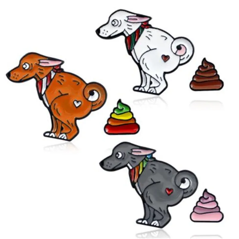WKOUD Fashion Animal Pet Dog Brooch Pins Metal Hip Hop Scarf Wolf Color Stool Alloy Personality Enamel Brooches For Women | Украшения и