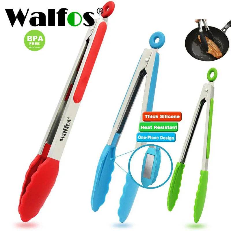 Food Grade Silicone Food Tongs Kitchen Tongs Utensil Cooking Tong Clip Clamp Accessories Salad Serving BBQ Tools
