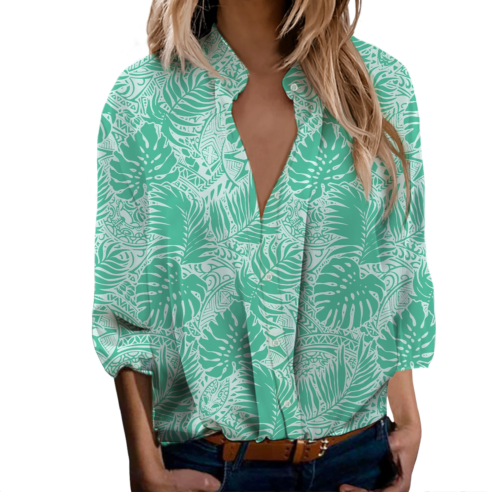 

Женская винтажная блузка с цветочной вышивкой и длинным рукавом