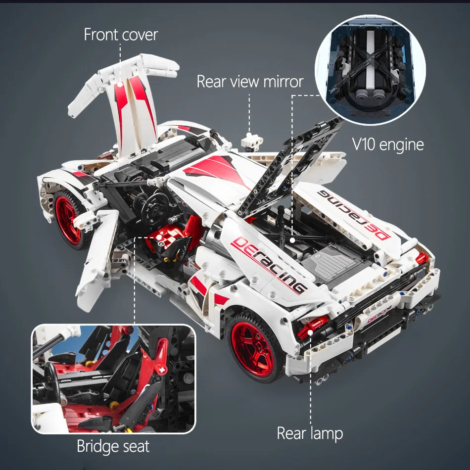 Veículo de Controle Blocos de Construção Carro de Corrida Brinquedo para Crianças Remoto Montado Modelo Técnica rc - Não-rc Tijolos Moc 5 blocos de construção técnica rc não-rc carro