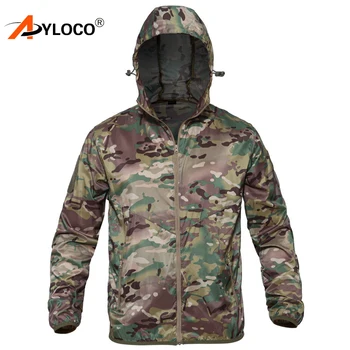 

Summer Tactical Lightweight Jacket Men thin Hooded Fast Dry Windbreaker Sun UV Protection Military Fishing Camouflage Jackets