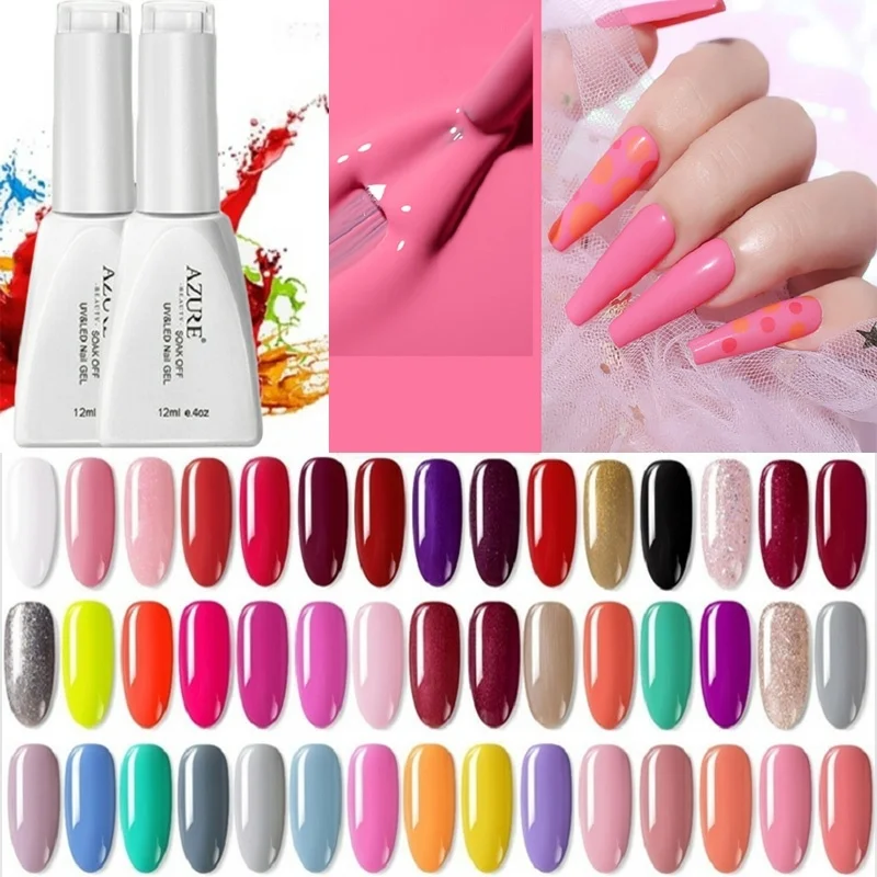 

Azure Beauty Colorful Led Gel Nail Polish Soak Off Hybrid Gel Semi Permanent UV Gel Varnish Nail Art Polish Base Top Coat Polish