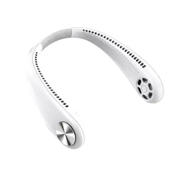 

Portable Bladeless 360° Cooling Necklace Fan Hands Free Hanging Neck Air Cooler USB Rechargeable Personal Headphone