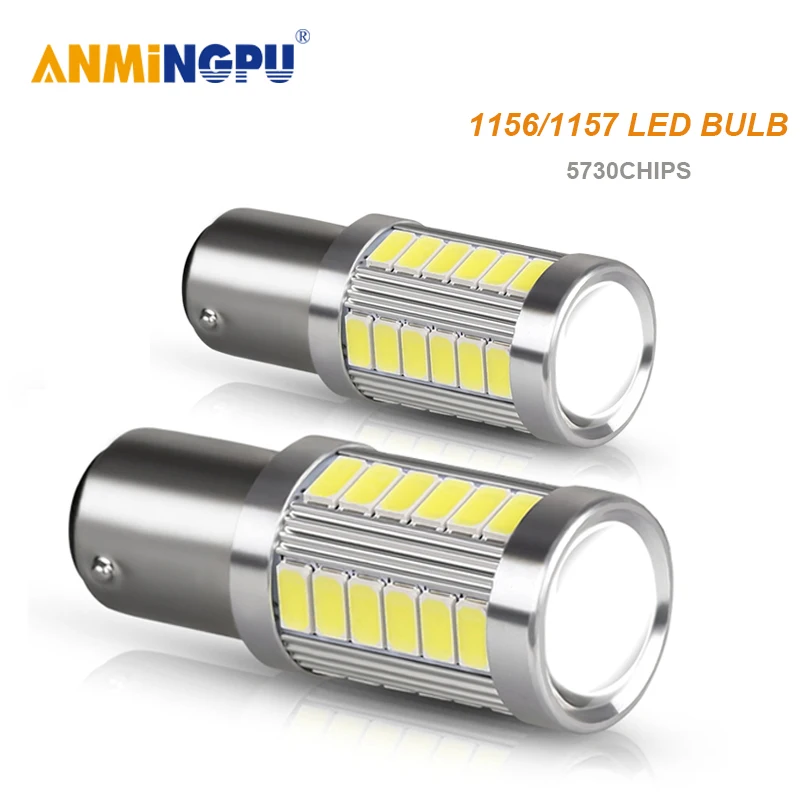 

ANMINGPU 2x Car Led Signal Lamp P21W Led 1156 BA15S BAU15S PY21W 5730SMD 1157 BAY15D Led P21/5W Brake Light Tail Lamp White 12V