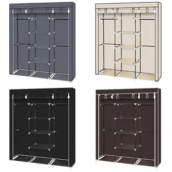 

69" portable closet non-woven wardrobe double pole storage storage box