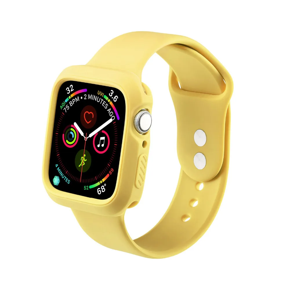 ProBefit Soft Silicone Bumper Watch Case+ WatchBand for Apple Watch 3 2 1 42MM 38MM Rubber Watch Strap for iWatch 5 4 40MM 44MM